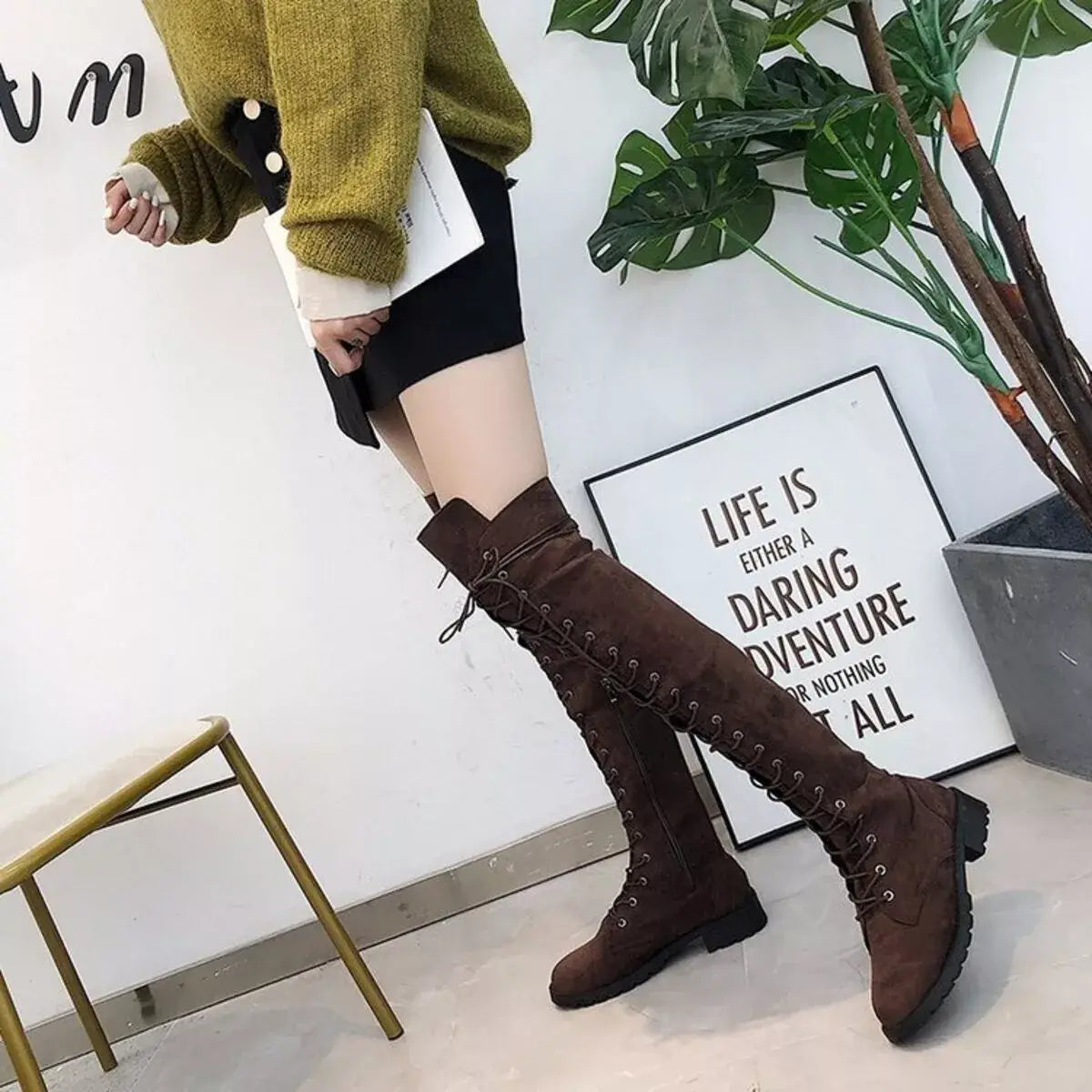 Lace-Up Over-the-Knee Boots - Trendsi - Flyclothing LLC