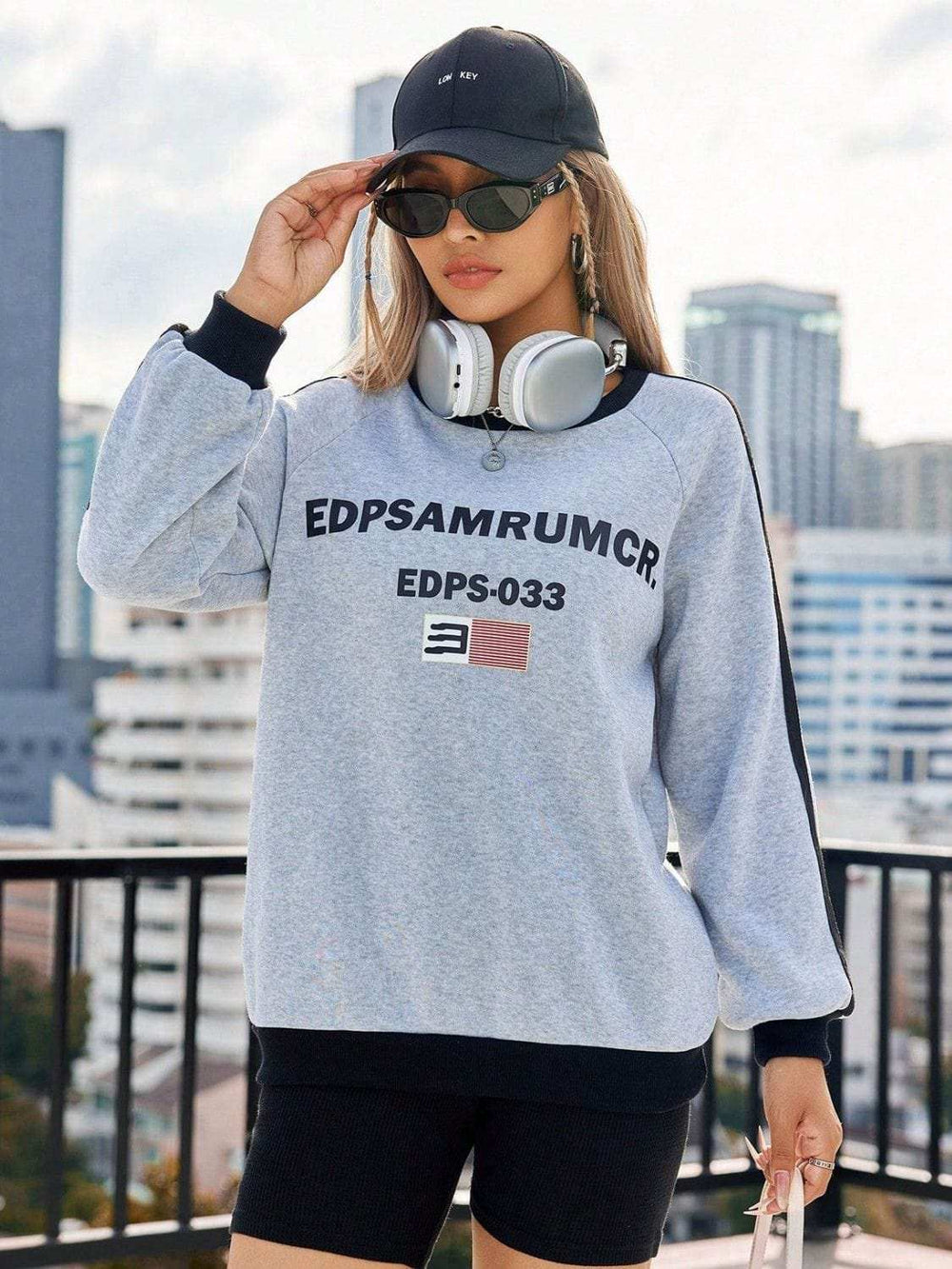 Letter Round Neck Long Sleeve Sweatshirt - Trendsi - Flyclothing LLC