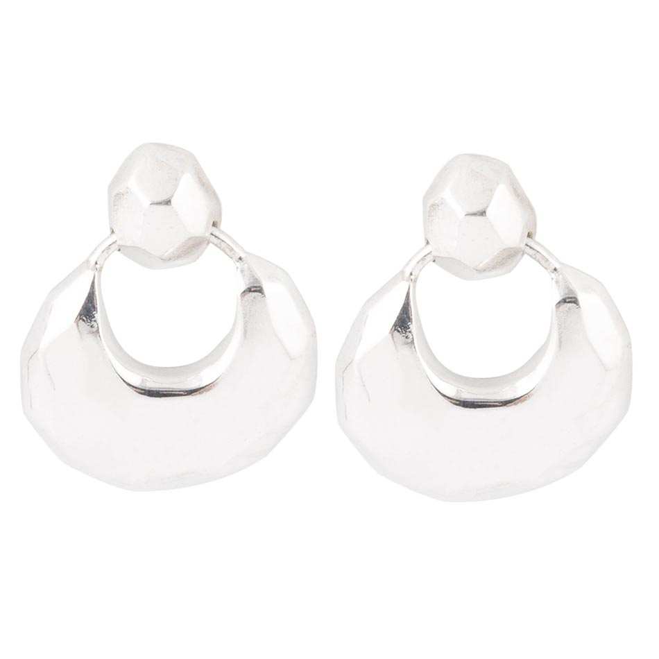 Faceted Sterling Silver Doorknocker Post Earrings - Barse Jewelry - Flyclothing LLC