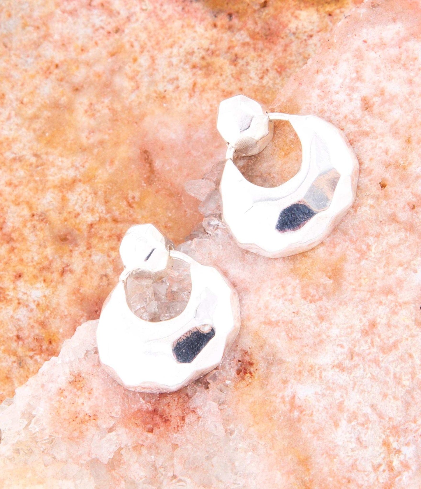 Faceted Sterling Silver Doorknocker Post Earrings - Barse Jewelry - Flyclothing LLC