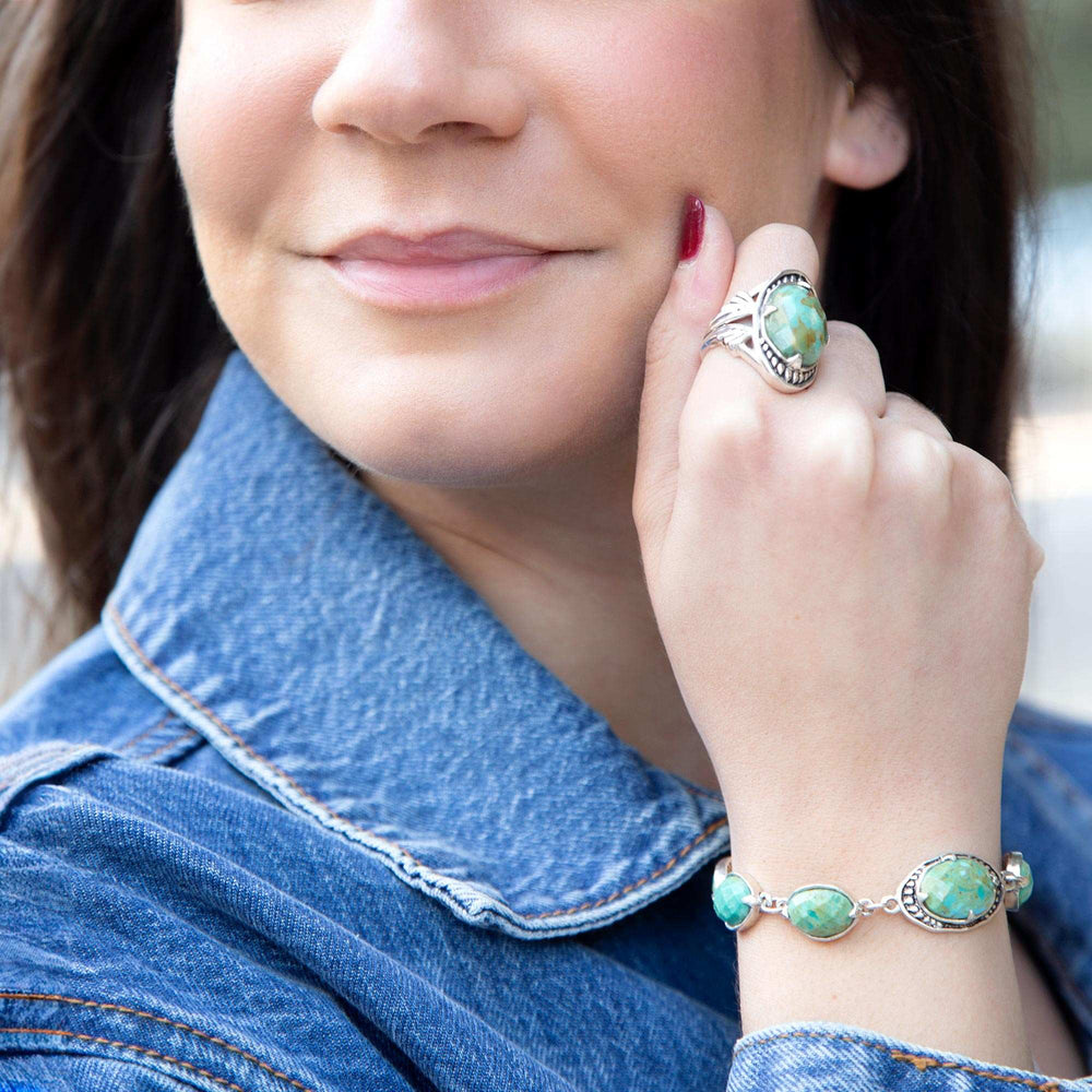 Faceted Blue Turquoise and Sterling Silver Link Bracelet - Barse Jewelry - Flyclothing LLC