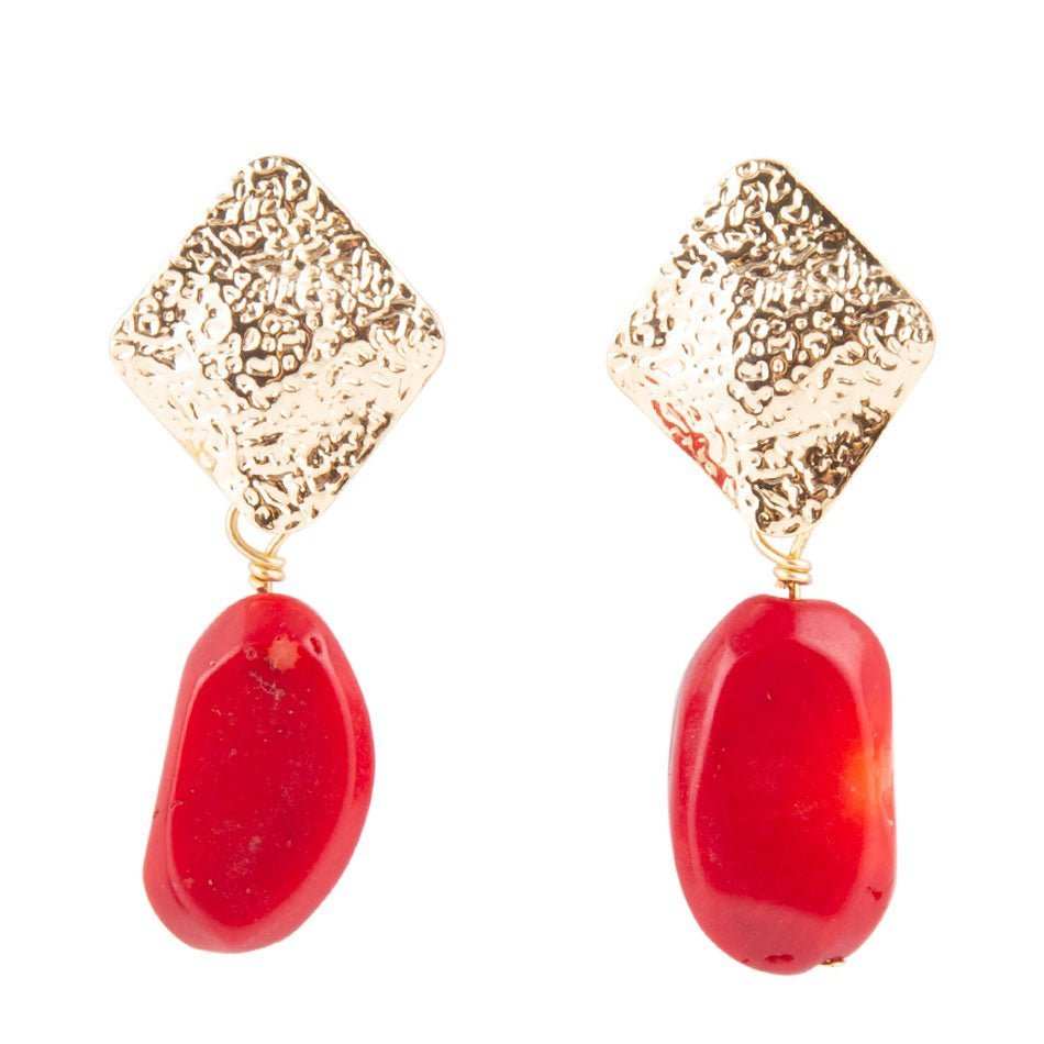 Facets of Red Coral Drop Earrings - Barse Jewelry - Flyclothing LLC