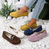 Comfortable Flat Loafers with Decorative Buckle - Trendsi - Flyclothing LLC