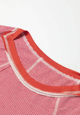 Striped Floral Patchwork Round Neck Top - Trendsi - Flyclothing LLC