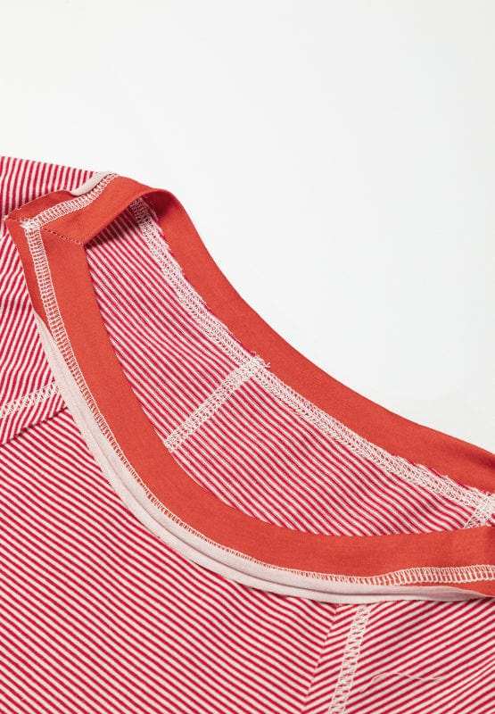 Striped Floral Patchwork Round Neck Top - Trendsi - Flyclothing LLC