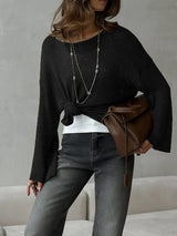 Boat Neck Knit Cover Up with Relaxed Fit - Trendsi - Flyclothing LLC