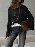 Boat Neck Knit Cover Up with Relaxed Fit - Trendsi - Flyclothing LLC
