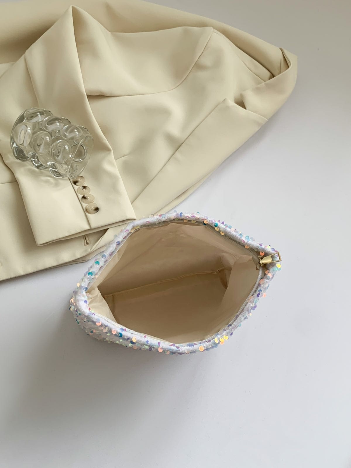Sequin Clutch with Zipper - Trendsi