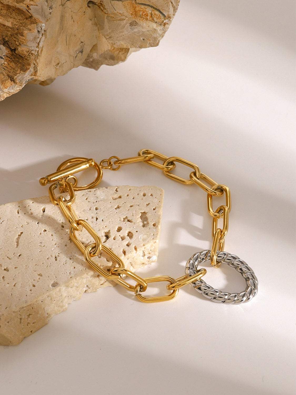 Two-Tone Stainless Steel Chain Bracelet - Trendsi - Flyclothing LLC