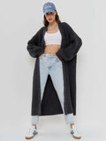 Open Front Long Sleeve Longline Cardigan - Trendsi