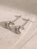 Stainless Steel Moon Dangle Earrings - Trendsi - Flyclothing LLC