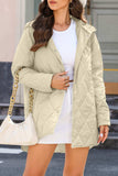 Snap Down Long Sleeve Quilted Winter Coat - Trendsi - Flyclothing LLC