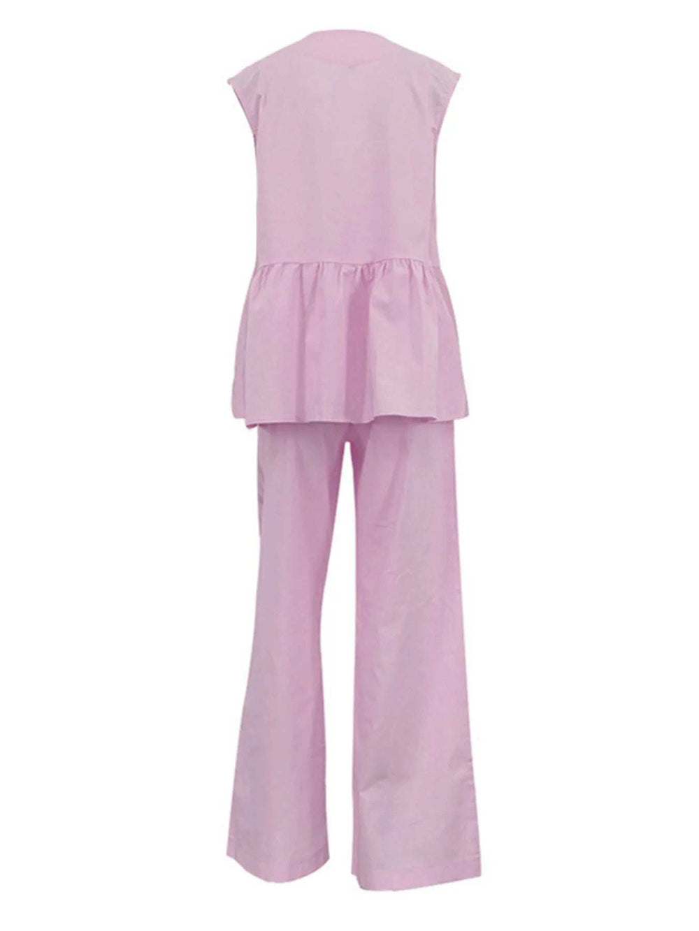 V-Neck Vest and Pants Set - Trendsi - Flyclothing LLC