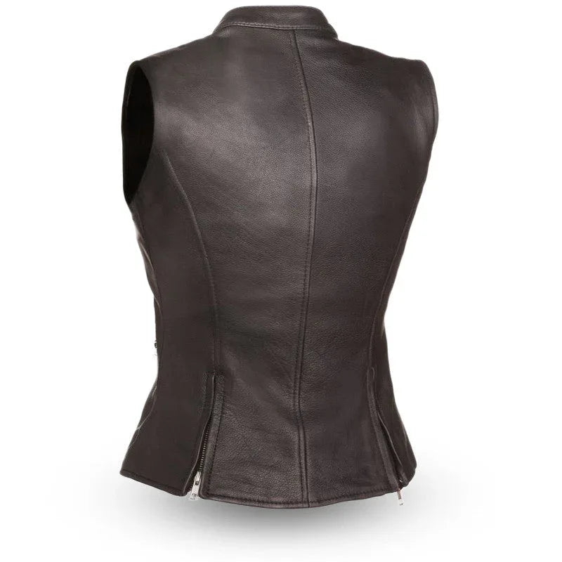 Fairmont Women's Motorcycle Leather Vest - First Manufacturing Company - Flyclothing LLC