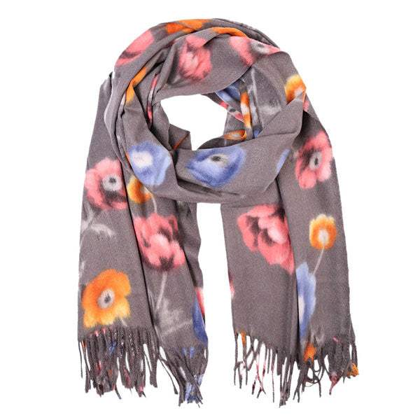 Fall Winter Fashionable Floral Fringe Scarf - Madeline Love - Flyclothing LLC