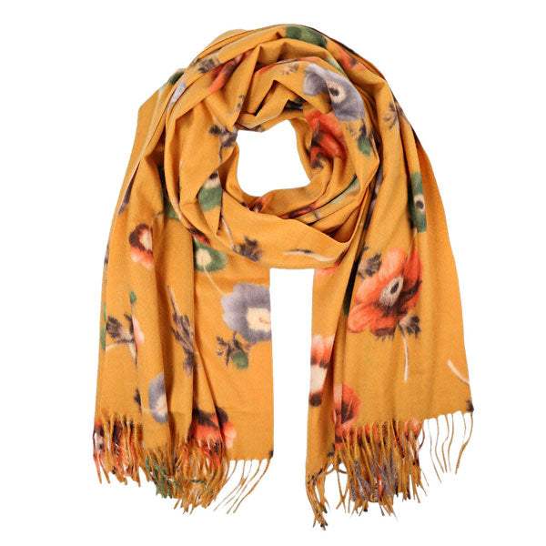 Fall Winter Fashionable Floral Fringe Scarf - Madeline Love - Flyclothing LLC