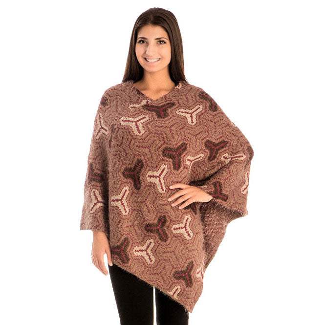Fall Winter Patterned V-Neck Poncho - Madeline Love - Flyclothing LLC