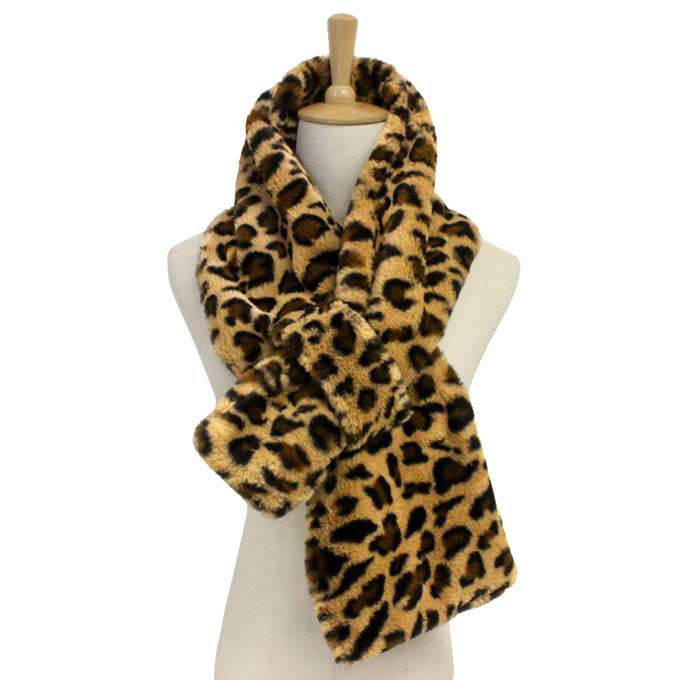 Fall Winter Solid Faux Fur Pull Through Scarf - Madeline Love - Flyclothing LLC