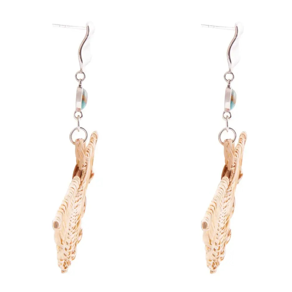 Fan of Rattan Blue Turquoise and Sterling Silver Earrings - Barse Jewelry - Flyclothing LLC