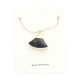 Fan Shaped Semi Precious Stone Pendant Necklace - Madeline Love - Flyclothing LLC