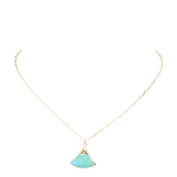 Fan Shaped Semi Precious Stone Pendant Necklace - Madeline Love - Flyclothing LLC