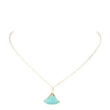 Fan Shaped Semi Precious Stone Pendant Necklace - Madeline Love - Flyclothing LLC