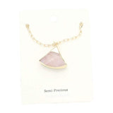 Fan Shaped Semi Precious Stone Pendant Necklace - Madeline Love - Flyclothing LLC