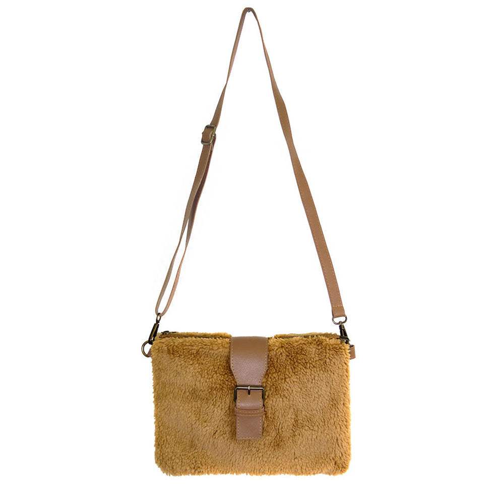 Fashionable Sherpa Fleece Belt Crossbody Bag - Madeline Love - Flyclothing LLC
