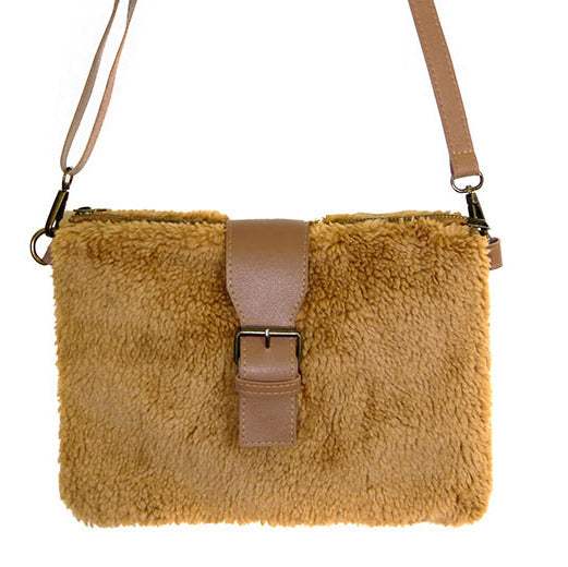Fashionable Sherpa Fleece Belt Crossbody Bag - Madeline Love - Flyclothing LLC