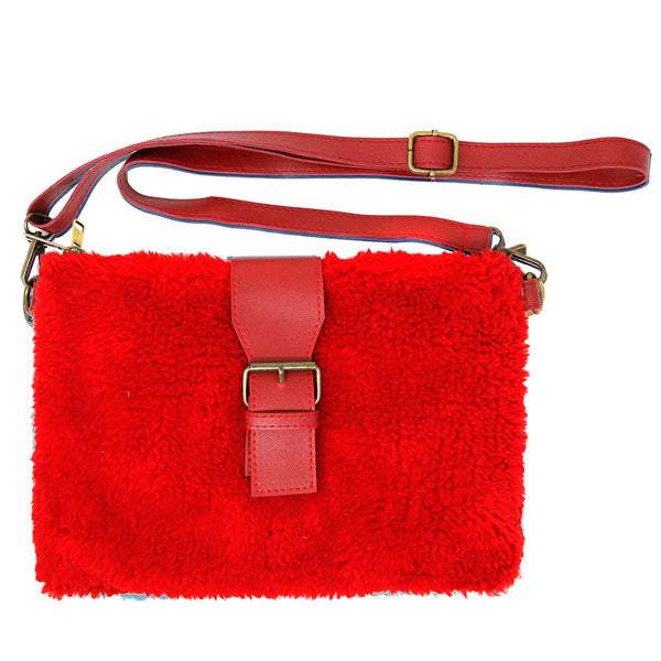 Fashionable Sherpa Fleece Belt Crossbody Bag - Madeline Love - Flyclothing LLC