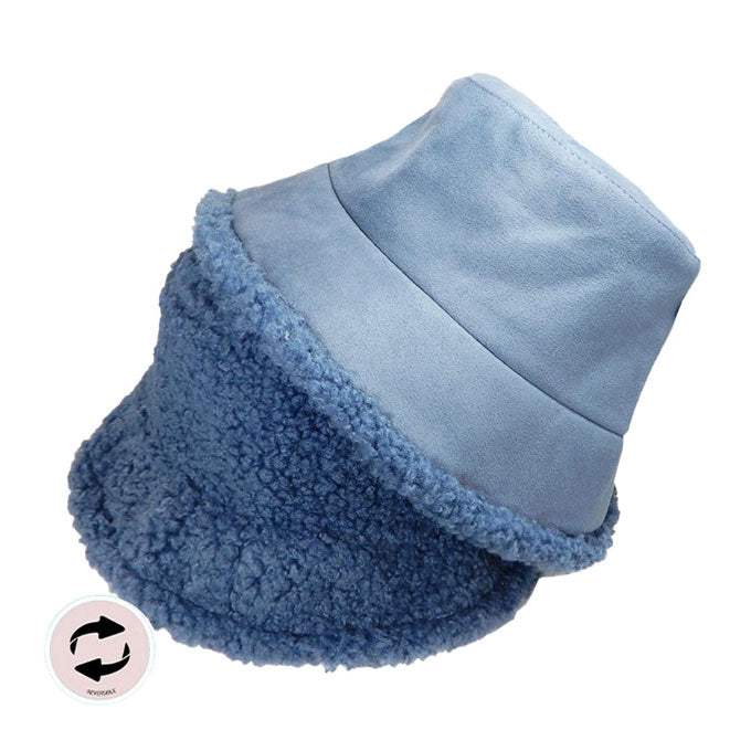Fashionable Winter Reversible Faux Fur Sherpa Bucket Hat - Madeline Love - Flyclothing LLC