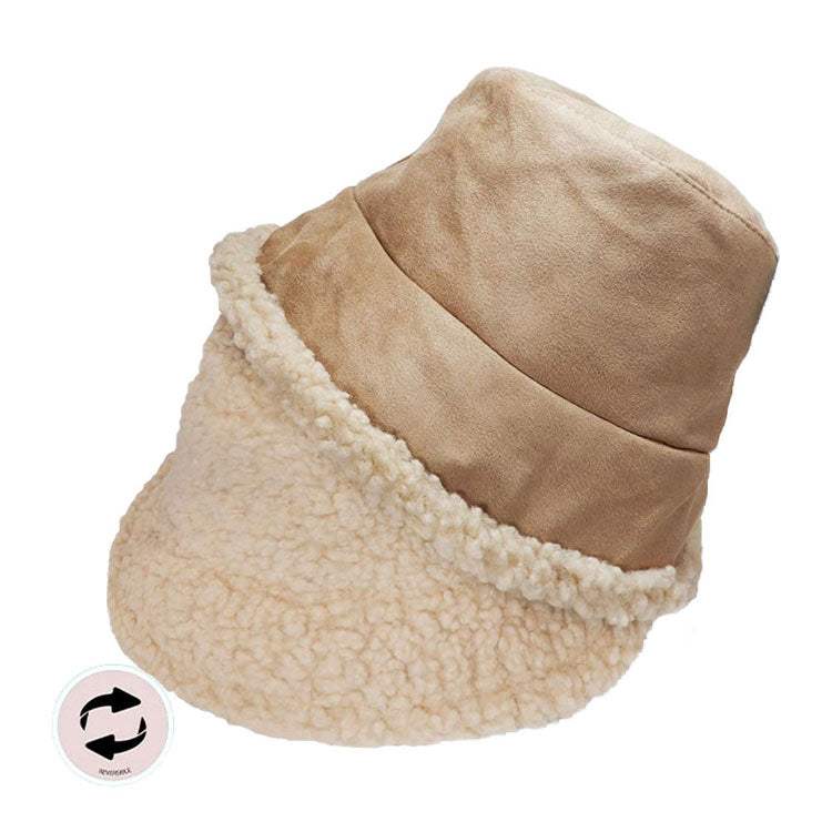 Fashionable Winter Reversible Faux Fur Sherpa Bucket Hat - Madeline Love - Flyclothing LLC