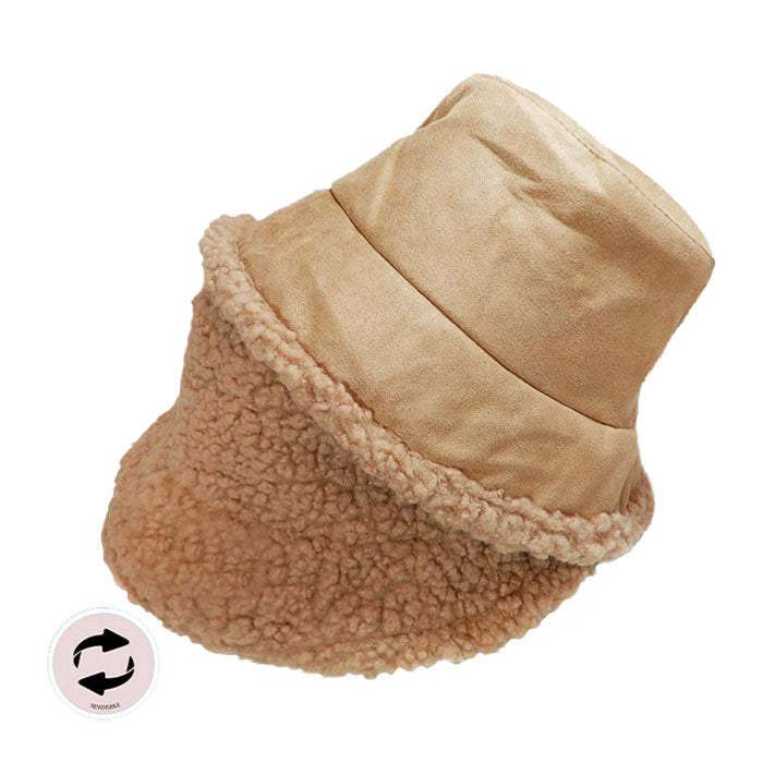 Fashionable Winter Reversible Faux Fur Sherpa Bucket Hat - Madeline Love - Flyclothing LLC