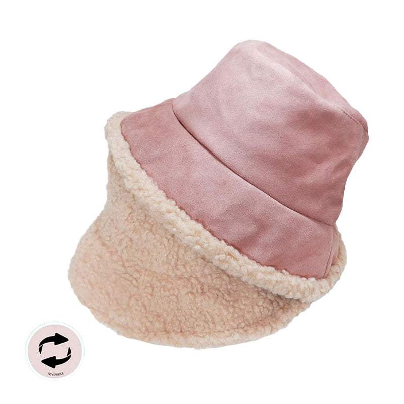 Fashionable Winter Reversible Faux Fur Sherpa Bucket Hat - Madeline Love - Flyclothing LLC