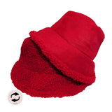 Fashionable Winter Reversible Faux Fur Sherpa Bucket Hat - Madeline Love - Flyclothing LLC