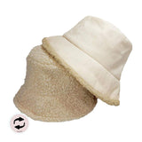 Fashionable Winter Reversible Faux Fur Sherpa Bucket Hat - Madeline Love - Flyclothing LLC