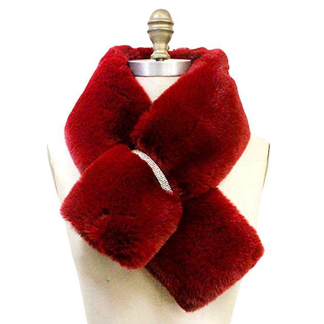 Faux Fur Bling Pull Through Scarf - Madeline Love - Flyclothing LLC