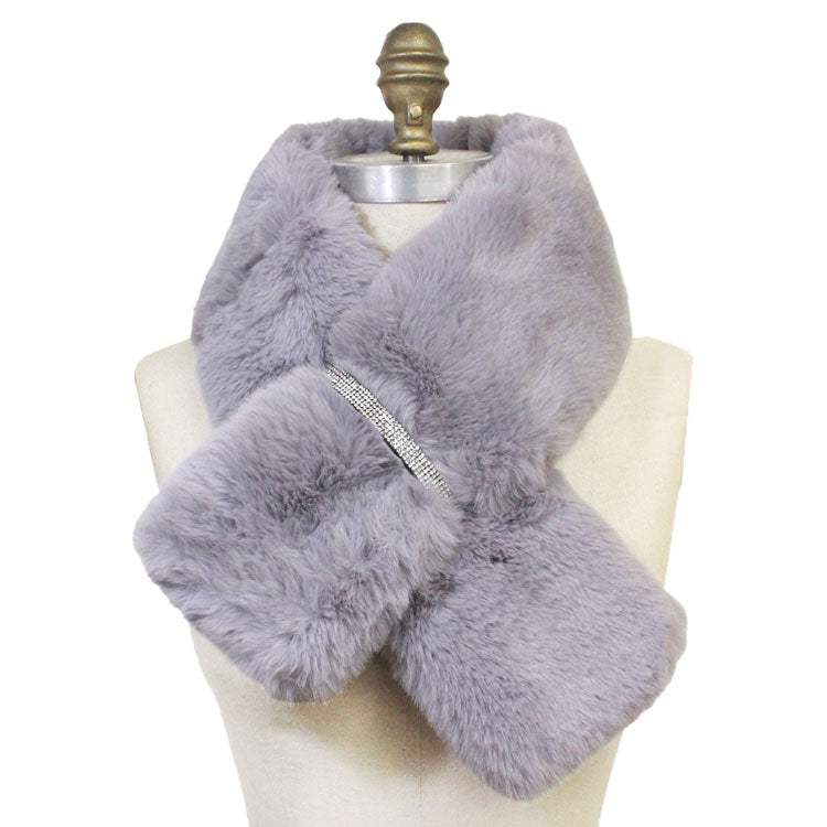 Faux Fur Bling Pull Through Scarf - Madeline Love - Flyclothing LLC