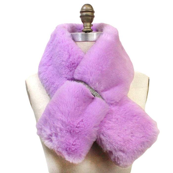 Faux Fur Bling Pull Through Scarf - Madeline Love - Flyclothing LLC