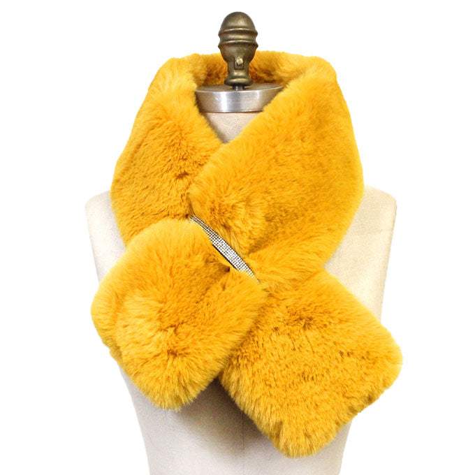 Faux Fur Bling Pull Through Scarf - Madeline Love - Flyclothing LLC