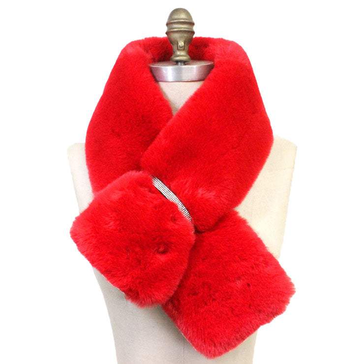 Faux Fur Bling Pull Through Scarf - Madeline Love - Flyclothing LLC