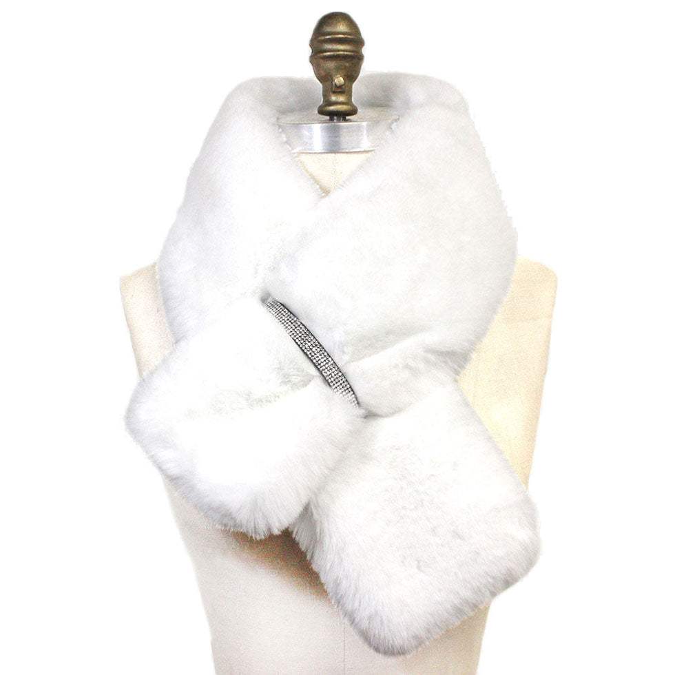 Faux Fur Bling Pull Through Scarf - Madeline Love - Flyclothing LLC