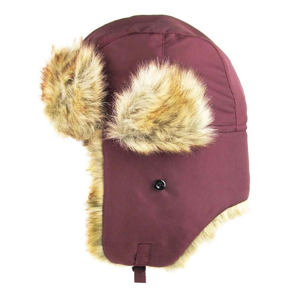 Faux Fur Trimmed Solid Trapper Hat - Madeline Love - Flyclothing LLC