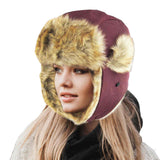 Faux Fur Trimmed Solid Trapper Hat - Madeline Love - Flyclothing LLC