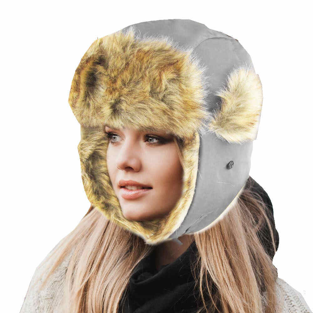Faux Fur Trimmed Solid Trapper Hat - Madeline Love - Flyclothing LLC