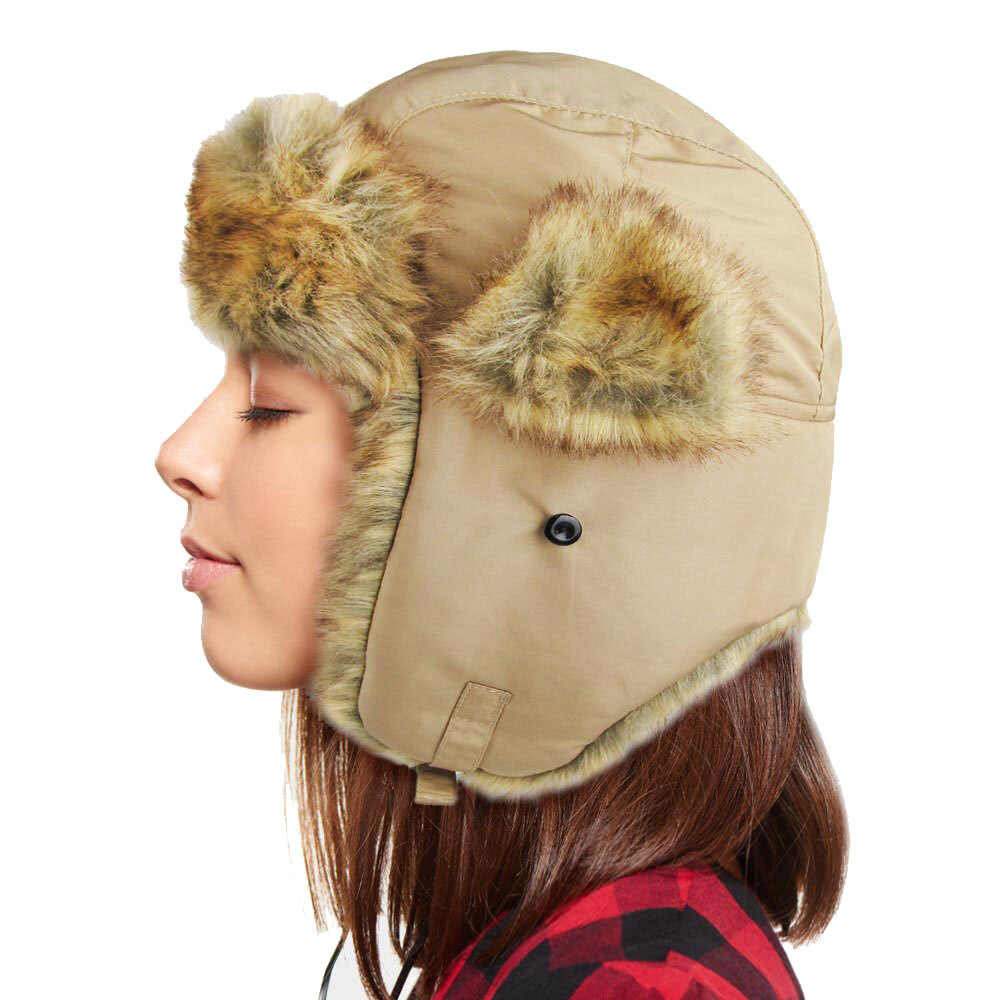 Faux Fur Trimmed Solid Trapper Hat - Madeline Love - Flyclothing LLC