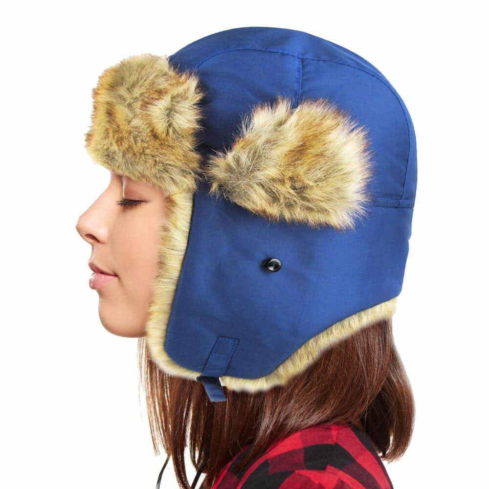 Faux Fur Trimmed Solid Trapper Hat - Madeline Love - Flyclothing LLC