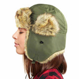 Faux Fur Trimmed Solid Trapper Hat - Madeline Love - Flyclothing LLC