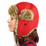 Faux Fur Trimmed Solid Trapper Hat - Madeline Love - Flyclothing LLC