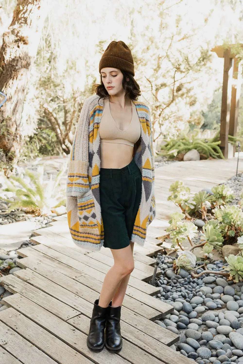 Faux Hair Aztec Pocket Ruana - Boho Clothing and Accessories - Flyclothing LLC